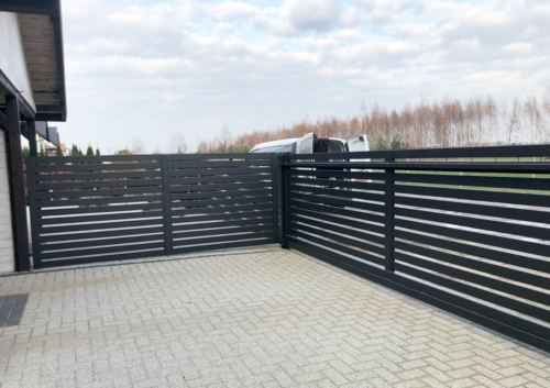 Ogrodzenie stalowe, cynkowane, malowane proszkowo z bramą przesuwną i furtką - KIM Ogrodzenia Budzyń, Chodzież, Piła, Poznań