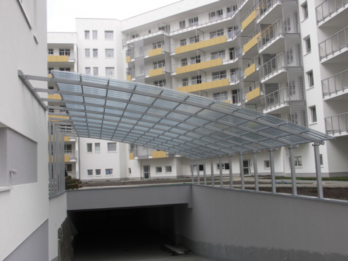 Wykonujemy i montujemy różne elementy ślusarki budowlanej - zadaszenia, poręcze, daszki - KIM Ogrodzenia Budzyń